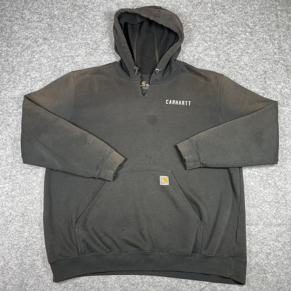Carhartt Hoodie Mens 2XL Black Original Fit Pullover Workwear F19 Heavyweight